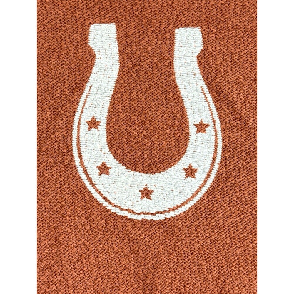 White Crow Horseshoe Knit Sweater Tank Top XL Western Boho NWT Rust Crop - Picture 4 of 8